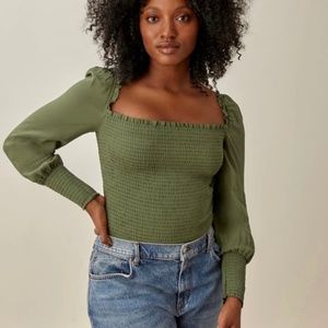 Reformation Pinto Top in Green Sz Small New w/out tags